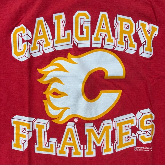 Vintage Single Stitch Calgary Flames NHL Hockey T Shirt 80s 90s - Picture 2 of 8
